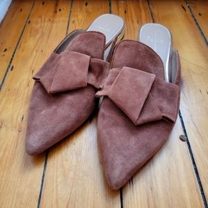 Seude Slip-on Brown Shoes with Fashion Knot